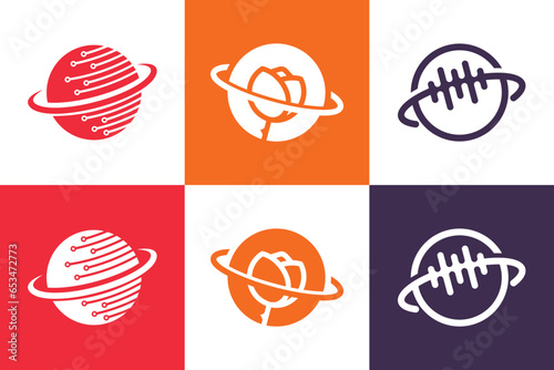 Set of globe logo design vector with creative element concept © mlangsen