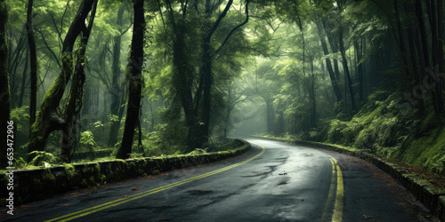 Road through a deep forest....