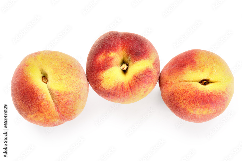 Sweet peaches on white background Sweet peaches on white background