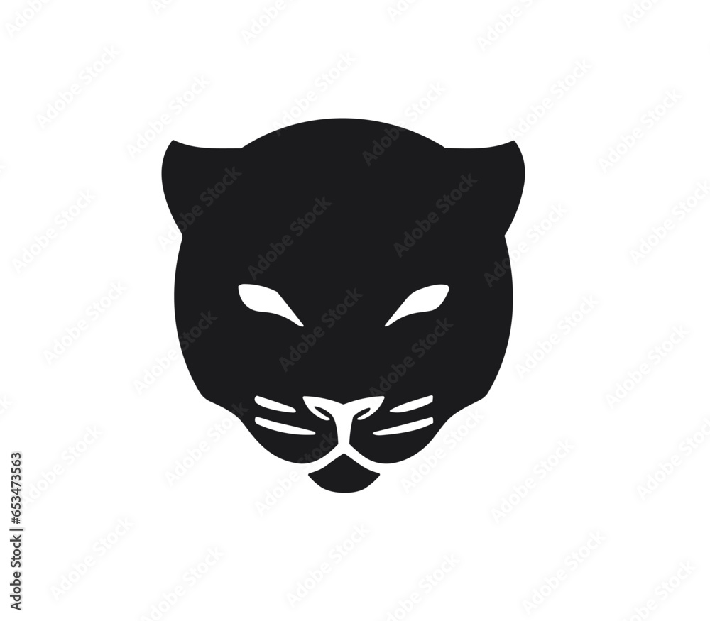Fototapeta premium Black cat Tiger head logo jaguar design cartoon leopard PNG symbol
