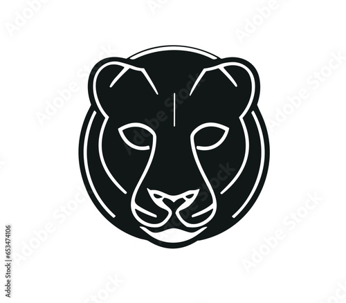 Black cat Tiger head logo jaguar design cartoon leopard PNG symbol