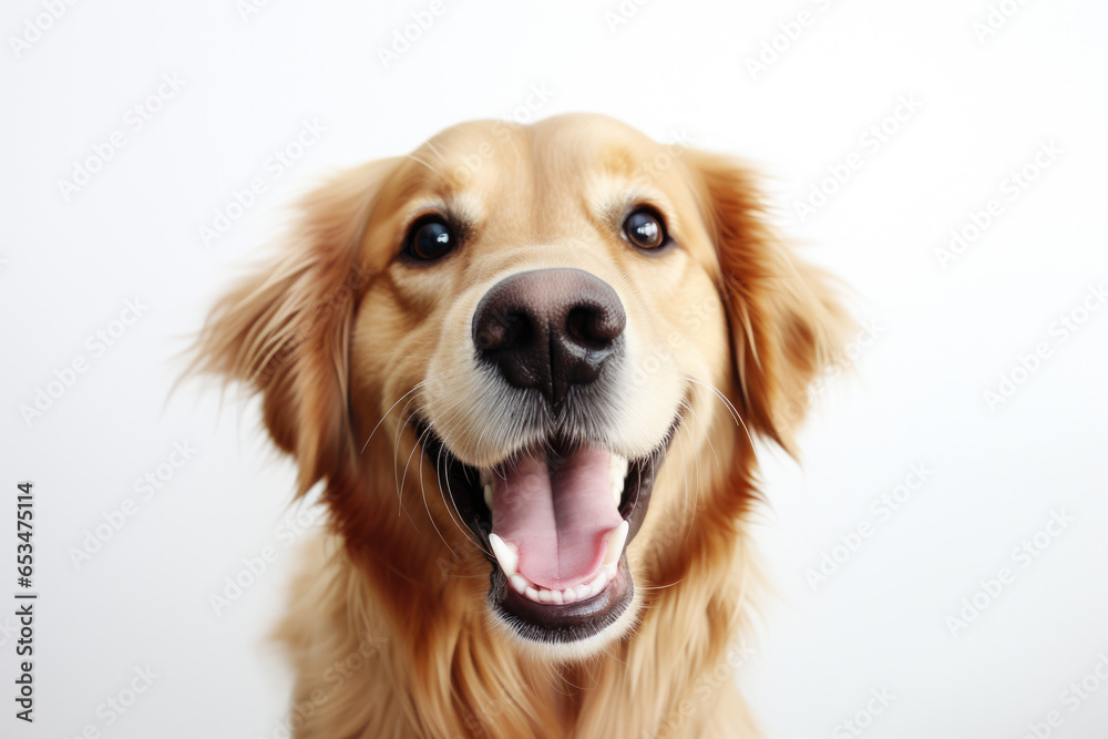 Close-up shot of dog with its mouth open, capturing its expression and energy. Perfect for pet-related content or illustrating enthusiasm and excitement