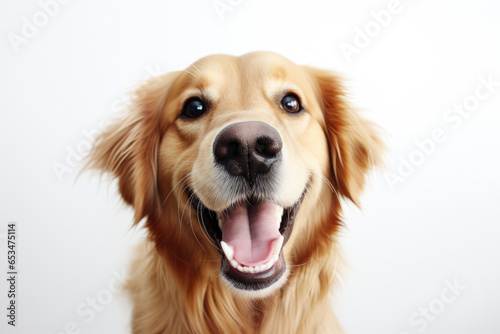 Close-up shot of dog with its mouth open, capturing its expression and energy. Perfect for pet-related content or illustrating enthusiasm and excitement