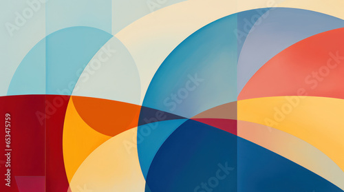 Geometric forms on a colorful background