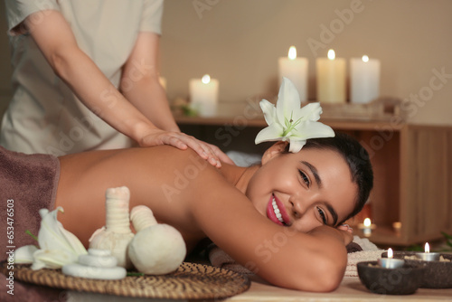 Beautiful woman receiving s...