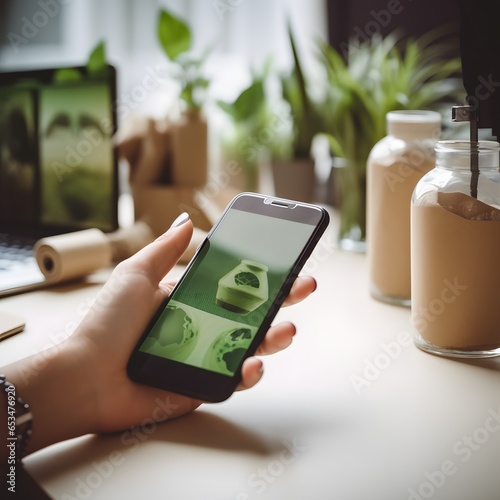 Eco-friendly E-commerce: Envisioning a Future of Sustainable Shopping Online. Hollistic Business Approach Creating Green Retail Concept that Incorporates Environmental Generative AI photo