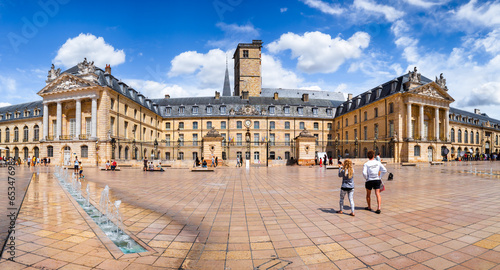 Dijon, France - August 8, 2023: Liberation Square and the Palace of the Dukes of Burgundy (Palais des ducs de Bourgogne) in Dijon.