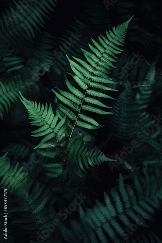 Beautiful natural native fern in dark forest setting — New Zealand, silver fern, lush foliage, dark shadows, cinematic © dreamalittledream