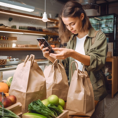 Promoting Eco-Friendly Shopping: A Captivating Illustration on Sustainable Packaging and Green Consumerism, Crucial Concepts for Modern Online Businesses Adapting to Generative AI photo