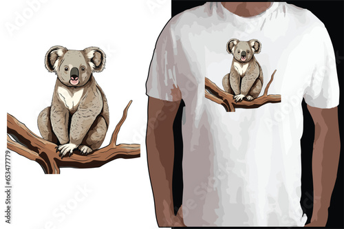 Hand Drawn Solid Color Koala Illustration