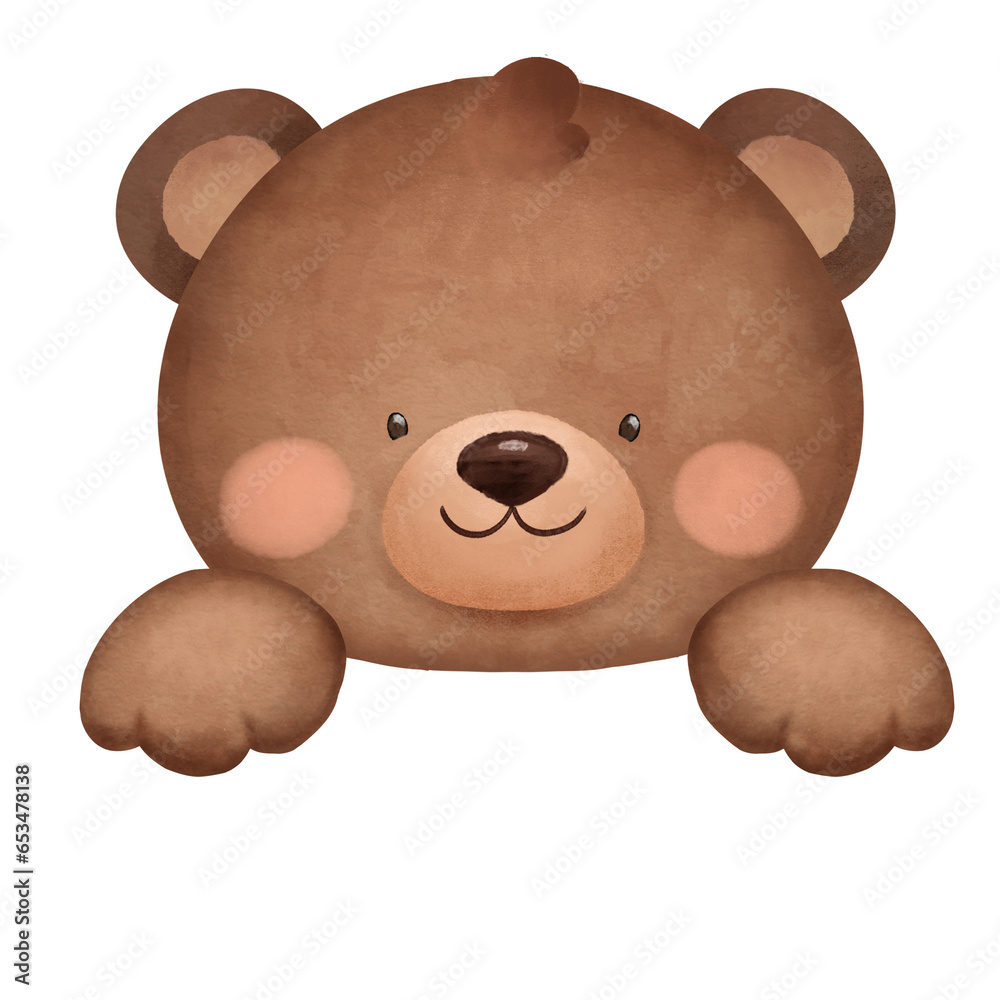 Fototapeta premium Watercolor Woodland Cute Bear Head