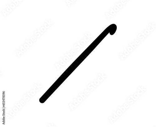 Crochet hook illustration. Vector black silhouette.