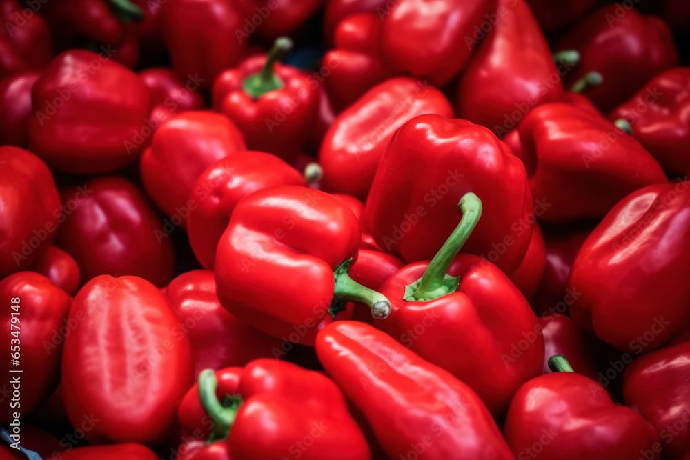 Sweet red bell pepper, eat local, organic market food Sweet red bell pepper, eat local, organic market food