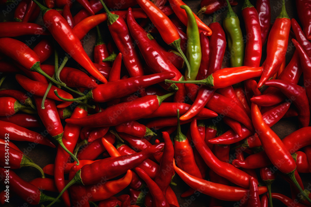 Spicy red chili pepper, eat local, organic market food