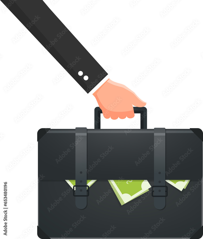 Businessman Holding Briefcase with Money Illustration Businessman Holding Briefcase with Money Illustration