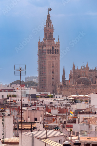 Seville Cathedral and Giralda Tower in the early morning. Seville. Spain. Andalusia.