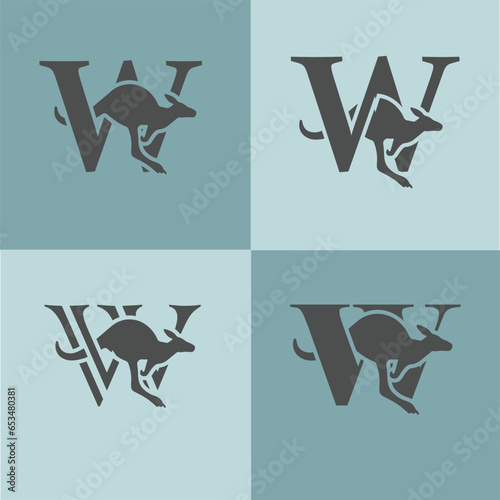 Initials Logo Design Alphabet Letter W Kangaroo Logo Design Concept