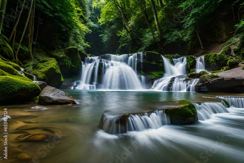 waterfall in the forest © zaroosh