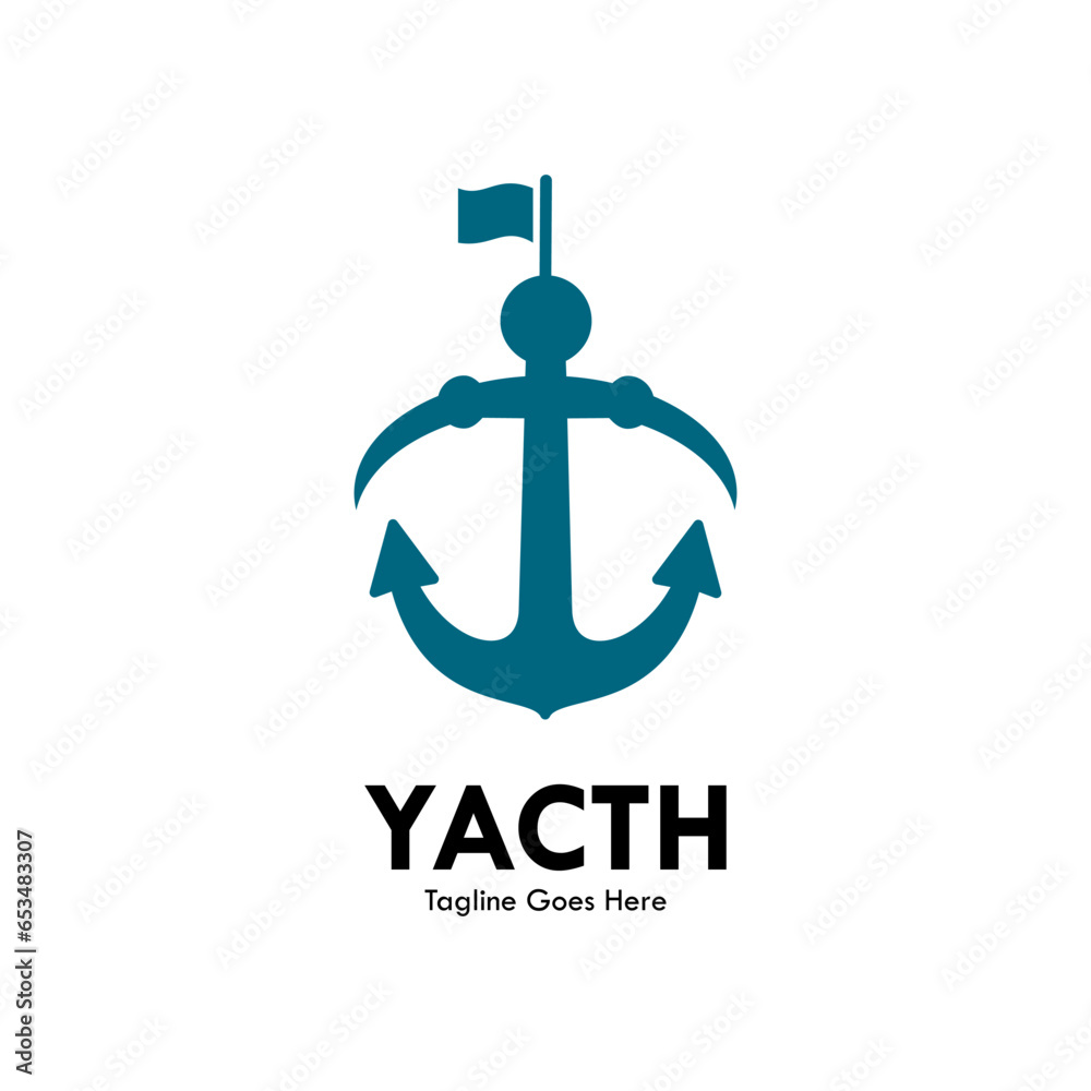 Yacht with anchor design template illustration