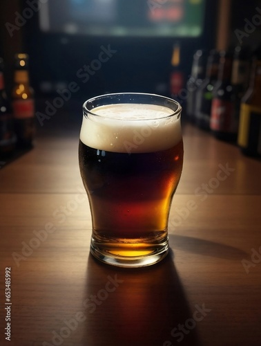 ilustración en vertical de una cerveza espumosa