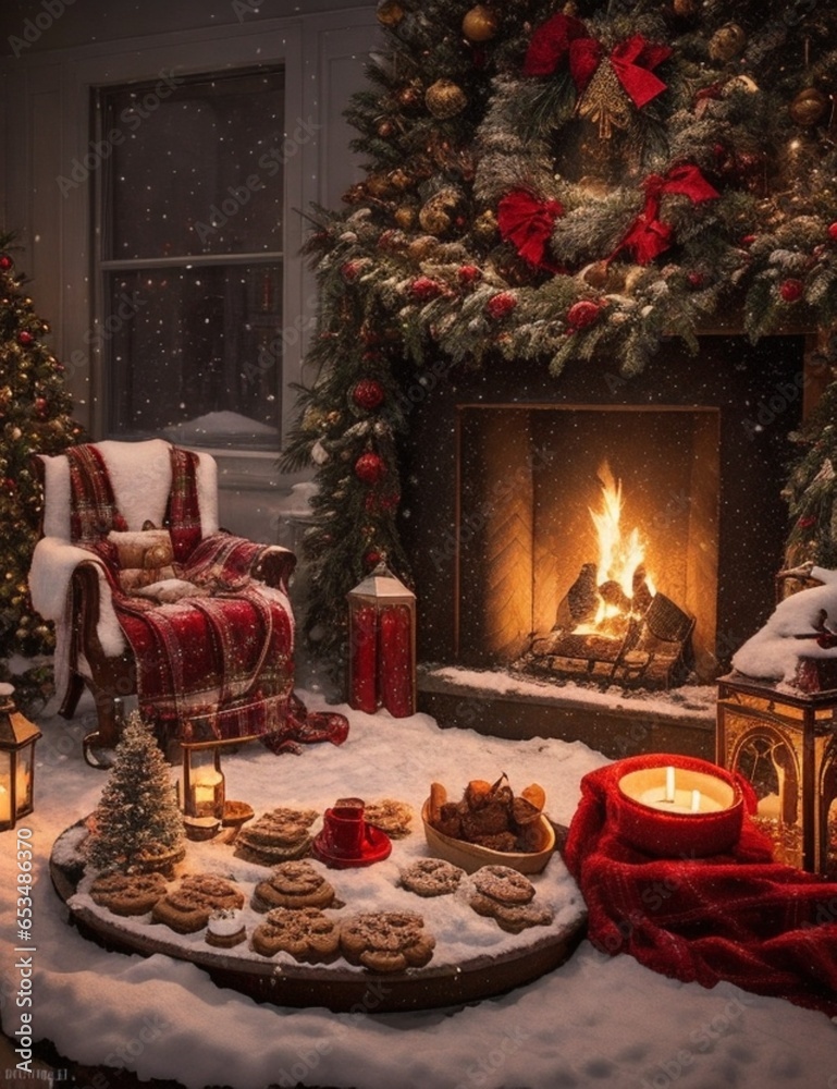 christmas with fireplace christmas with fireplace