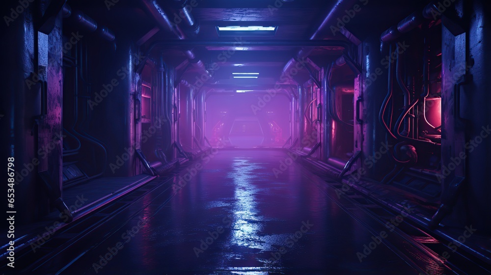 Cyberpunk underground tunnel Cyberpunk underground tunnel