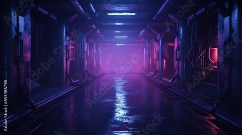 Cyberpunk underground tunnel