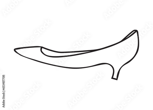 Kitten-heel shoe, women's footwear PNG illustration, icon, sign, sticker, symbol, infographic, pictogram, pictograph. Fashion graphic design element, clip art. Simple outline.