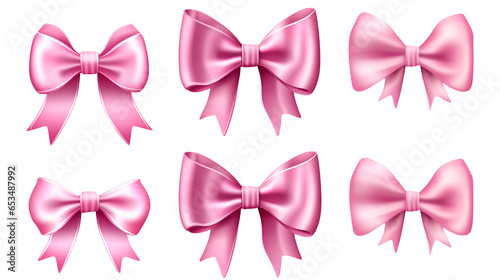 pink bow collection, transparent png, gift concept