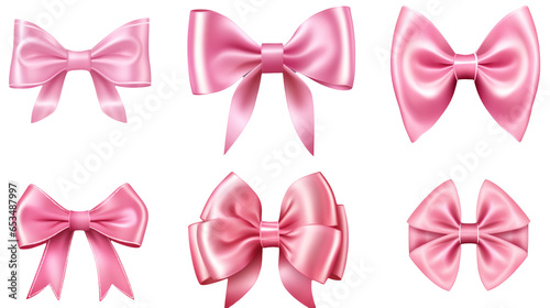 pink bow collection, transparent png, gift concept