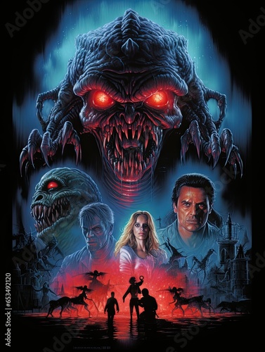 Sci-fi Horror Movie Poster with Evil Monsters photo