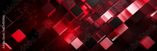 Abstract red background for design with lines and squares,3d effect, Web banner, Wide. Panoramic, Texture, Geometric shape