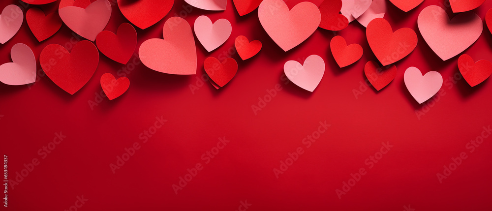 Paper heart on a red background. Copy space. Paper heart on a red background. Copy space.