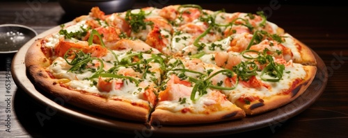 Embrace the flavors of the sea with a specialty pizza that combines the richness of lobster with the tanginess of lemon. This pizza starts with a thin and crispy crust topped with succulent