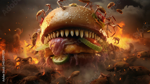 Hamburgers be crazy and devouring everyone 