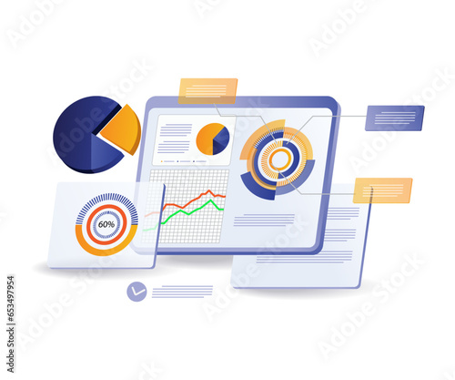 Monitoring the data screen to analyze the speed of business development