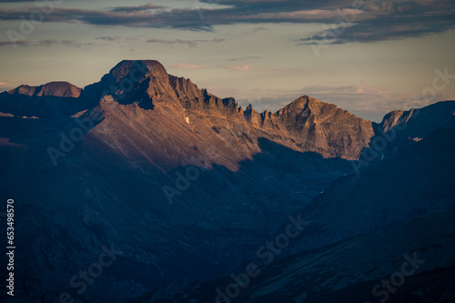 Shadows Creep Up The Side of Longs Peak In The Evening © kellyvandellen