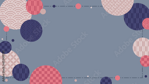 秋色、和風のイラストフレーム、16:9サイズ