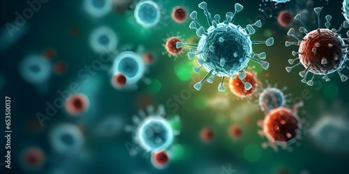 Dangerous Virus bacteria's Realistic coronavirus background. AI Generative