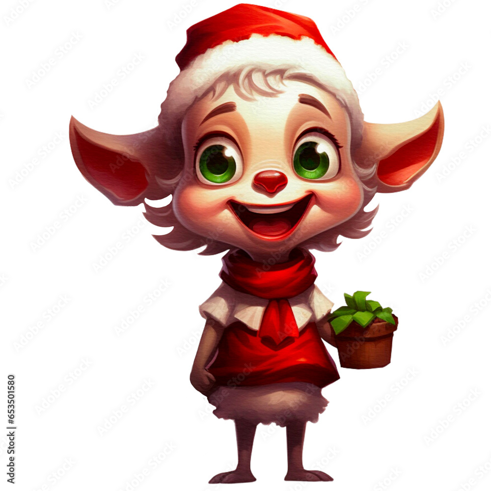 Cute Reindeer with Red nose on Christmas holding a gift box, Christmas characters Decorative. isolated on a Transparent background. Cute Reindeer with Red nose on Christmas holding a gift box, Christmas characters Decorative. isolated on a Transparent background.
