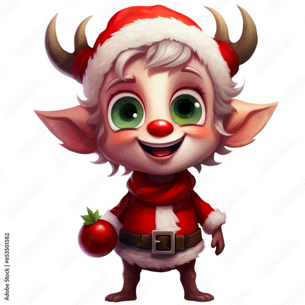 Cute Reindeer with Red nose on Christmas holding a gift box, Christmas characters Decorative. isolated on a Transparent background. Cute Reindeer with Red nose on Christmas holding a gift box, Christmas characters Decorative. isolated on a Transparent background.
