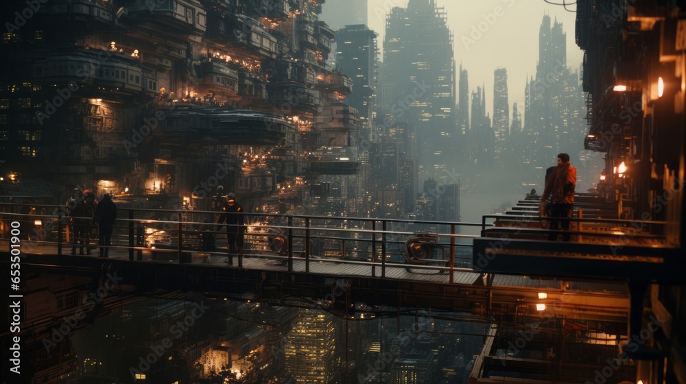 cyberpunk megalopolis in cinematic style