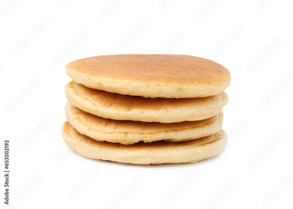 Stack of tasty pancakes isolated on white Stack of tasty pancakes isolated on white