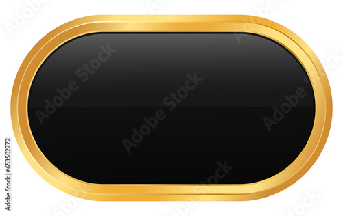 Black and gold plated, Metal badge isolated illustration 3D realistic.