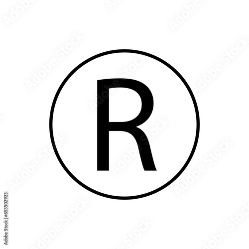 Registered regster copyright sign. Trademark R round circle icon. Vector illustration. EPS 10.