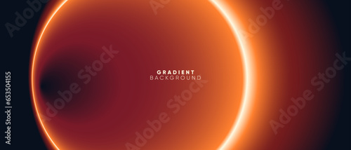 Orange Neon Glow Banner Background. Dynamic Laser Radial Beam in Futuristic Space Design. Horizontal Header for Corporate Presentation and Technology Announcement. Trendy Vector Illustration Concept.