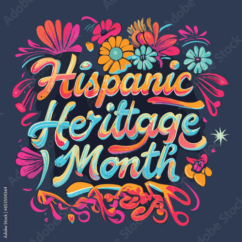 Hispanic heritage month typography poster, greeting card, feed post for social media, Paper Picado