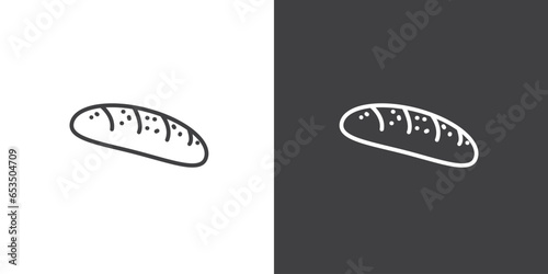 Bread icon vector, Black outlined symbol of a bread, thin symbols or lined elements in outline style Junk food icon, fast food icon vector illustration. Junk food icon.