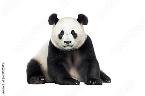 a beautiful panda bear full body on a white background studio shot isolated PNG