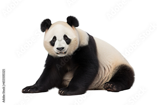 a beautiful panda bear full body on a white background studio shot isolated PNG
